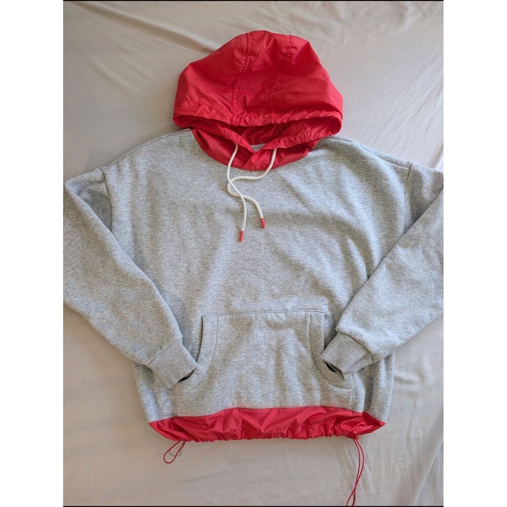 Zella Gray Hoodie with Pink Rain jacket Hood and Hem